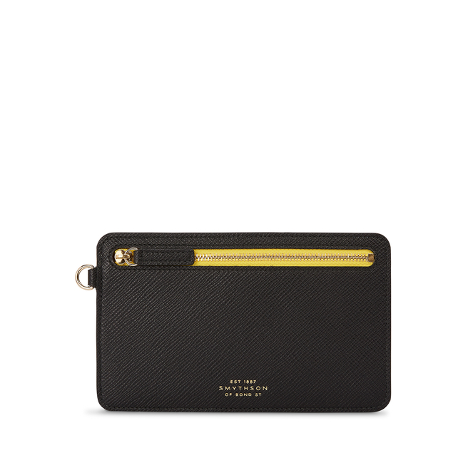 Double Zip Case with Strap in Panama in black | Smythson