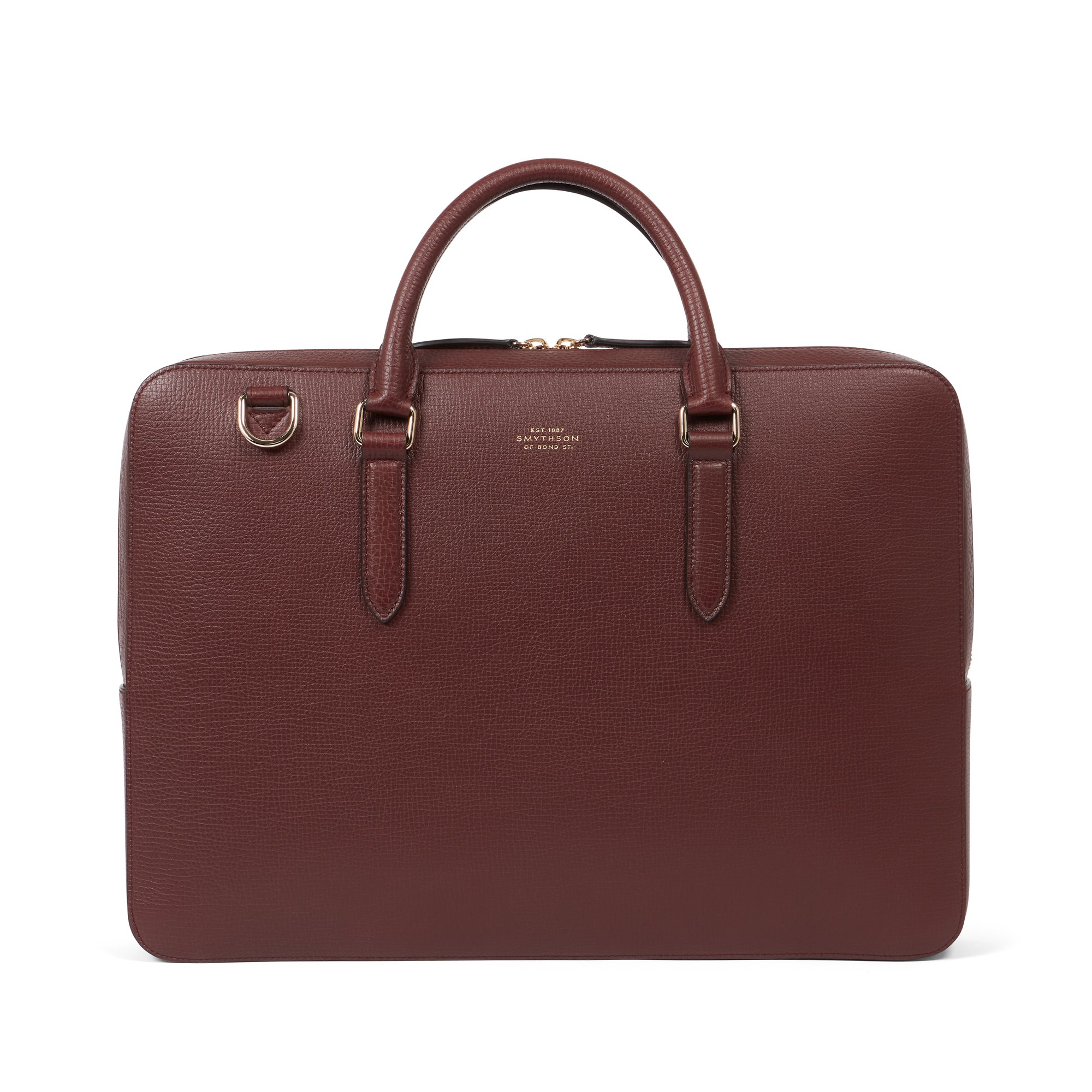 Smythson Large Briefcase In Ludlow In Mahogany