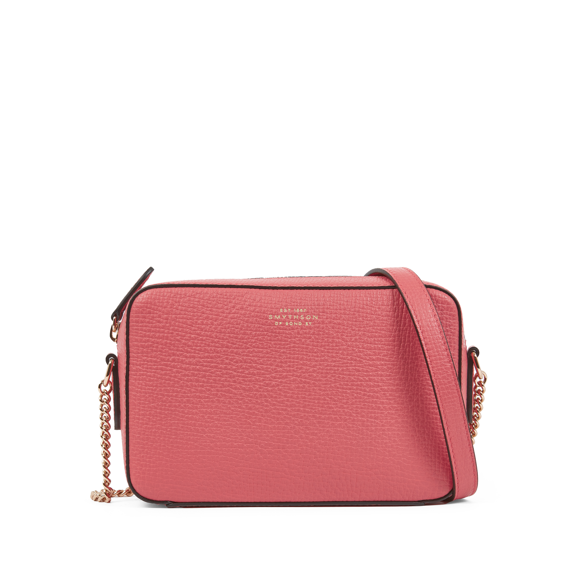 Smythson Camera Bag With Chain In Ludlow In Coral